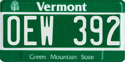 VT license plate OEW392