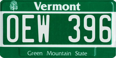 VT license plate OEW396