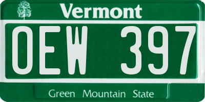 VT license plate OEW397
