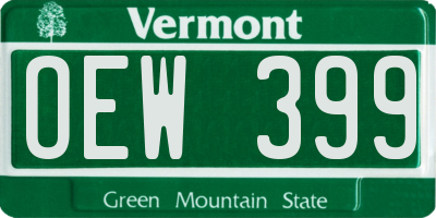 VT license plate OEW399