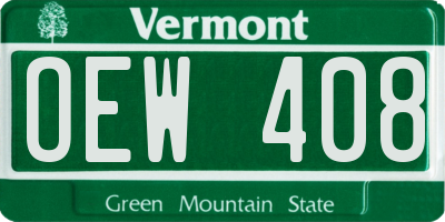 VT license plate OEW408
