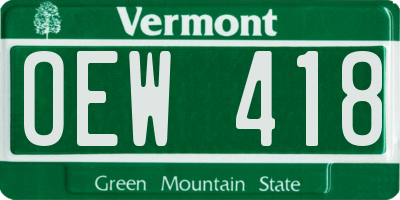 VT license plate OEW418