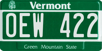 VT license plate OEW422