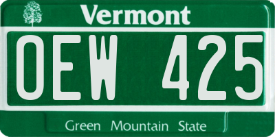 VT license plate OEW425