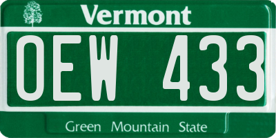 VT license plate OEW433