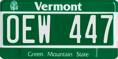 VT license plate OEW447