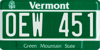VT license plate OEW451