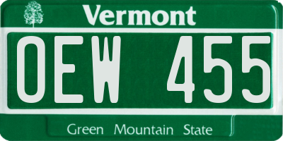 VT license plate OEW455