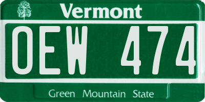 VT license plate OEW474