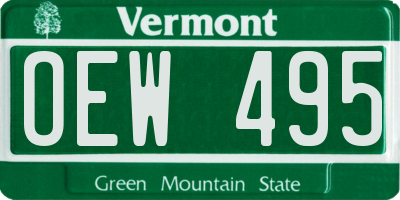 VT license plate OEW495