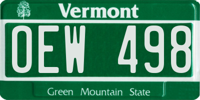 VT license plate OEW498