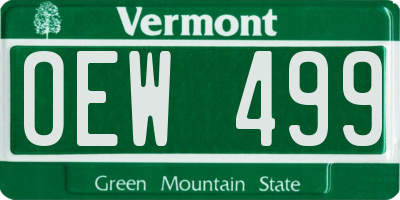 VT license plate OEW499