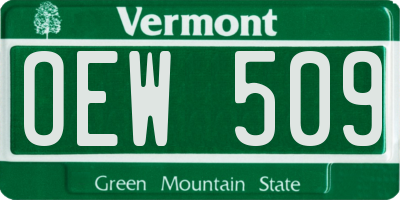 VT license plate OEW509