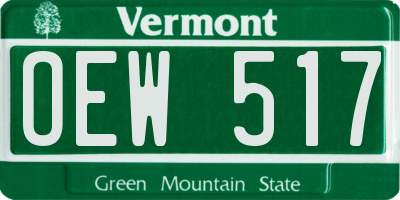 VT license plate OEW517