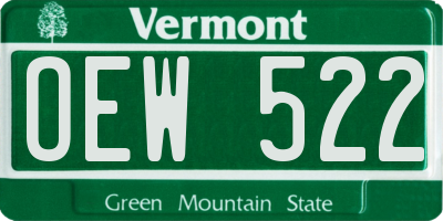 VT license plate OEW522