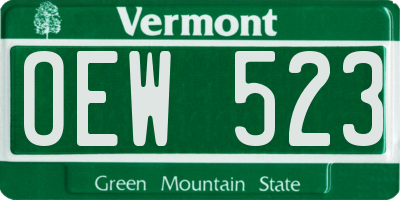 VT license plate OEW523