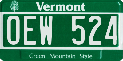 VT license plate OEW524