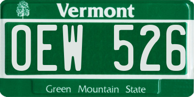 VT license plate OEW526