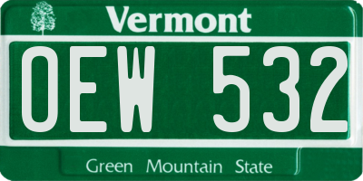 VT license plate OEW532