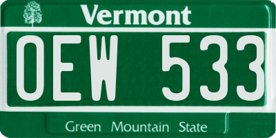 VT license plate OEW533