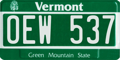 VT license plate OEW537