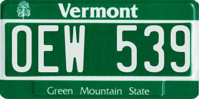 VT license plate OEW539