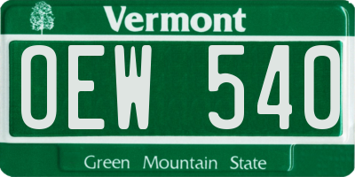 VT license plate OEW540