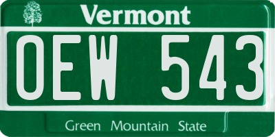 VT license plate OEW543