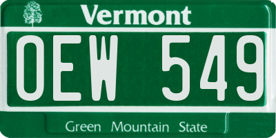 VT license plate OEW549