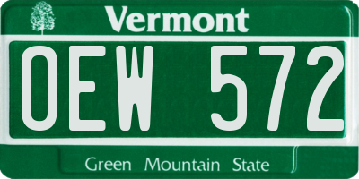VT license plate OEW572