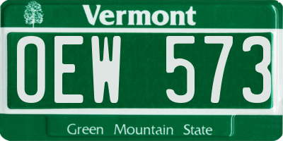 VT license plate OEW573