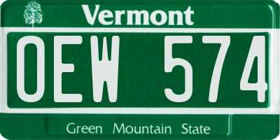 VT license plate OEW574
