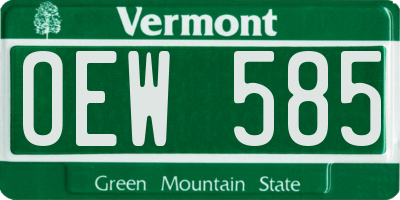 VT license plate OEW585