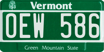 VT license plate OEW586