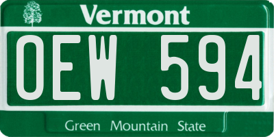 VT license plate OEW594