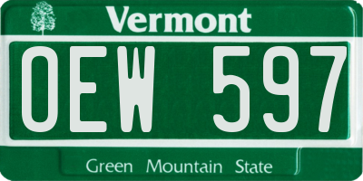 VT license plate OEW597