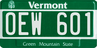 VT license plate OEW601