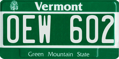 VT license plate OEW602