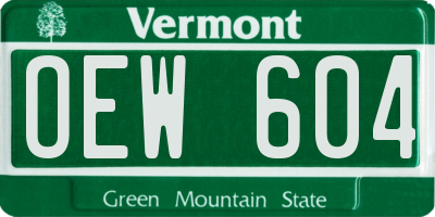 VT license plate OEW604