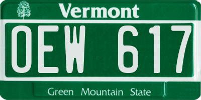 VT license plate OEW617