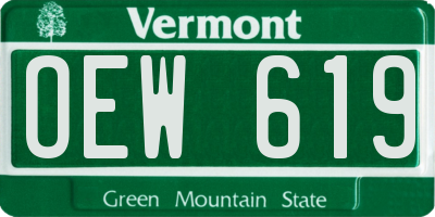 VT license plate OEW619