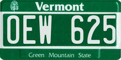 VT license plate OEW625