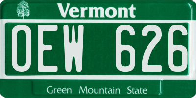 VT license plate OEW626