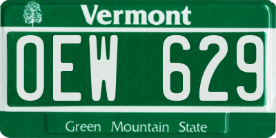 VT license plate OEW629