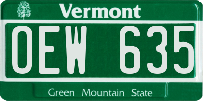 VT license plate OEW635