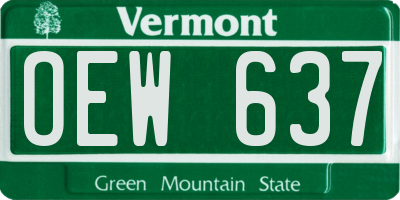 VT license plate OEW637