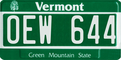 VT license plate OEW644