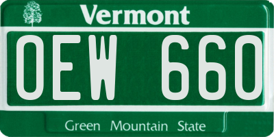 VT license plate OEW660