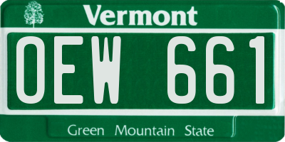 VT license plate OEW661