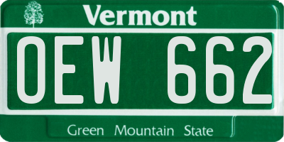 VT license plate OEW662